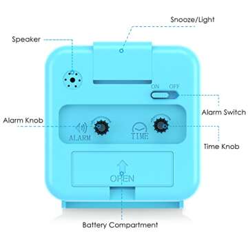 AMIR Analog Alarm Clock, Silent Non Ticking Small Clock, Travel Alarm Clock with Snooze & Light, Asc...