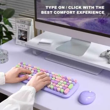 MOFII Wireless Keyboard and Mouse Combo, Retro Typewriter Style, Purple