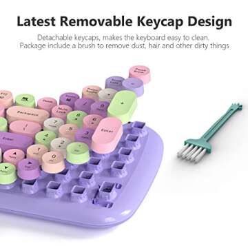 MOFII Wireless Keyboard and Mouse Combo, 2.4Ghz USB Office Keyboard with Multi-Media Function Keys and Number Pad for PC Computer Windows (Purple Colorful)
