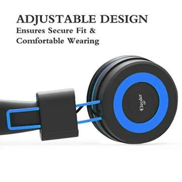 ELECDER i37 Kids Headphones Children Girls Boys Teens Foldable Adjustable On Ear Headphones 3.5mm Jack Compatible Cellphones Computer MP3/4 Kindle School Tablet Black/Blue