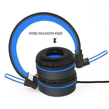 ELECDER i37 Kids Headphones Children Girls Boys Teens Foldable Adjustable On Ear Headphones 3.5mm Jack Compatible Cellphones Computer MP3/4 Kindle School Tablet Black/Blue