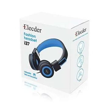 ELECDER i37 Kids Headphones Children Girls Boys Teens Foldable Adjustable On Ear Headphones 3.5mm Jack Compatible Cellphones Computer MP3/4 Kindle School Tablet Black/Blue