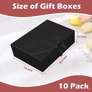 BoShahai 10 Pack Gift Boxes - Elegant Black Kraft with Ribbons for Every Occasion
