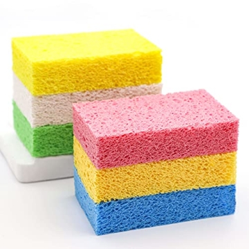 ARCLIBER Cellulose Sponges - Heavy Duty Scrub Kitchen Sponge (6 Pack)