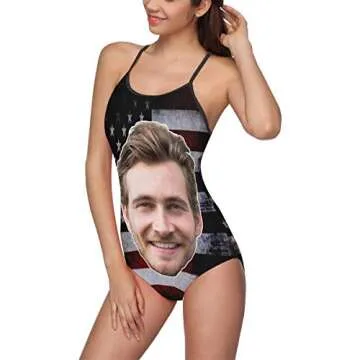 Personalized Vintage American Flag One Piece Swimsuit