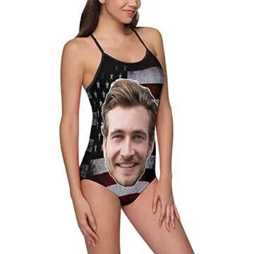 Personalized Vintage American Flag One Piece Swimsuit