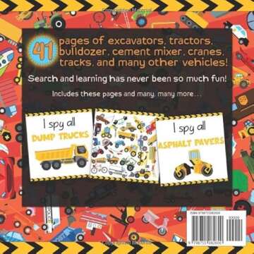 I Spy Construction Vehicles for Kids 3-5: Ultimate Roadwork Site | Paperback Include: Excavator, Dig...