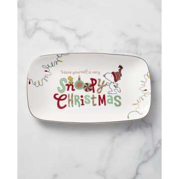 Lenox Snoopy Christmas Hors d'Oeuvres Tray - Porcelain Delight