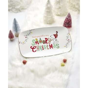 Lenox Snoopy Christmas Hors d'Oeuvres Tray for Holiday Entertaining