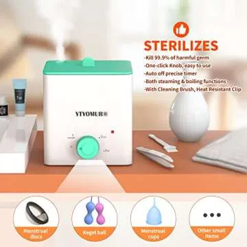 Ultimate 2 in 1 Menstrual Cup Sterilizer with Auto Off and Accessories