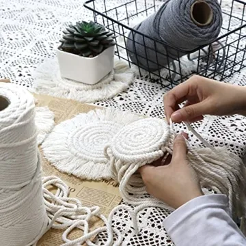 Boho Woven Macrame Coaster Set of 2 for Home Decor