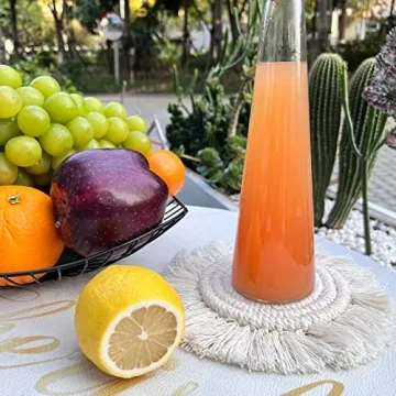 Boho Woven Macrame Coaster Set of 2 for Home Decor