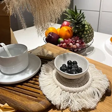 Boho Woven Macrame Coaster Set of 2 for Home Decor