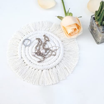 Boho Woven Macrame Coaster Set of 2 for Home Decor
