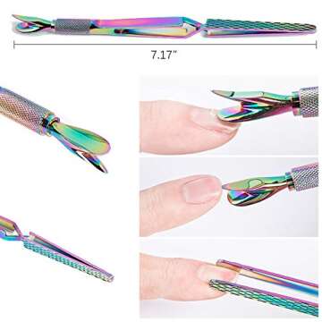 SILPECWEE 1Pc Colorful Stainless Steel Nail Art Pincher Tool - Perfect for Professionals and Home Us...