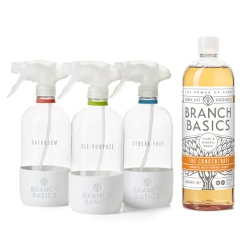Branch Basics Cleaning Essentials Kit in Glass: All Purpose Cleaner, Glass Cleaner, and Bathroom Cle...