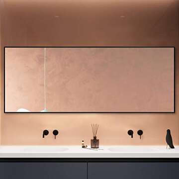 Elevens 71"x 24" Full Length Mirror Large Floor Mirror Without Stand Wall-Mounted Mirror Dressing Mirror Aluminum Frame Mirror for Living Room/Bedroom/Cloakroom,Black (JJ00944AA-XYY)