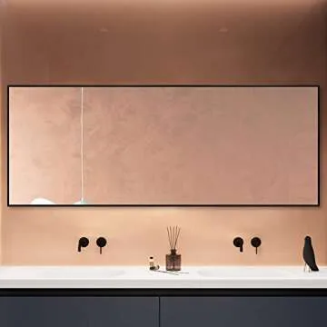 Elevens 71"x 24" Full Length Mirror Large Floor Mirror Without Stand Wall-Mounted Mirror Dressing Mirror Aluminum Frame Mirror for Living Room/Bedroom/Cloakroom,Black (JJ00944AA-XYY)