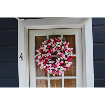 Wreath Depot 19 Inch Pink and White Tulip Wreath - Stunning Decor