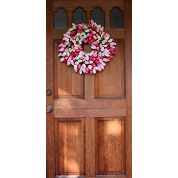 Wreath Depot 19 Inch Pink and White Tulip Wreath - Stunning Decor