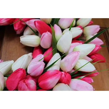 Wreath Depot 19 Inch Pink and White Tulip Wreath - Stunning Decor