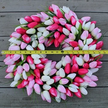 Wreath Depot 19 Inch Pink and White Tulip Wreath - Stunning Decor