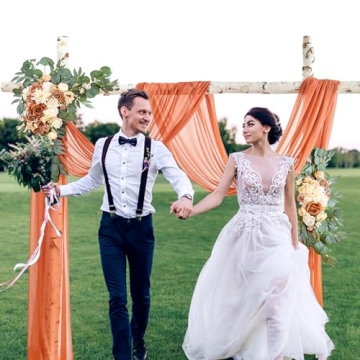 Fsslower Wedding Arch Flowers with Drape Kit(Pack of 3) - 2pcs Artificial Flower Swag with 1pcs Draping Fabric for Wedding Ceremony Arbor and Reception Backdrop Decoration (Terracotta)