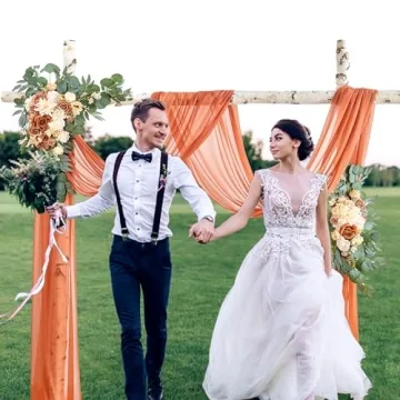 Fsslower Wedding Arch Flowers with Drape Kit(Pack of 3) - 2pcs Artificial Flower Swag with 1pcs Draping Fabric for Wedding Ceremony Arbor and Reception Backdrop Decoration (Terracotta)