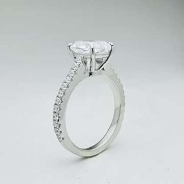 Bo.Dream 2ct Cushion Cut Cubic Zirconia Engagement Rings for Women Platinum Plated Sterling Silver (...