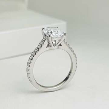 Bo.Dream 2ct Cushion Cut Cubic Zirconia Engagement Rings for Women Platinum Plated Sterling Silver (5)