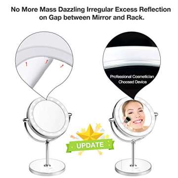 KDKD Lighted Makeup Mirror 1X 7X Magnification Double Sided Round Shape with Base Touch Button, Cord...