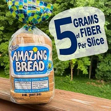 Jim's Amazing Bread/Sliced Whole Cell Wheat Bread 2lb / Gluten Inactive / 5g of Fiber/ 6 All-Natural Ingredients/Non-GMO/Delicious and Healthy (2 Loaves)