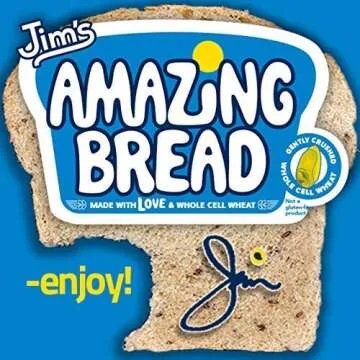 Jim's Amazing Bread/Sliced Whole Cell Wheat Bread 2lb / Gluten Inactive / 5g of Fiber/ 6 All-Natural Ingredients/Non-GMO/Delicious and Healthy (2 Loaves)