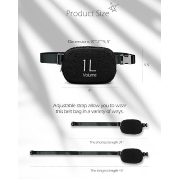 ODODOS Fleece Mini Belt Bag Adjustable Strap Sherpa Waist Pouch