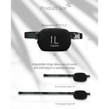 ODODOS Fleece Mini Belt Bag Adjustable Strap Sherpa Waist Pouch