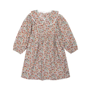 Balatale Toddler Girls Long Sleeve Floral Vintage Dress 2-9T