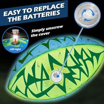 Jasonwell Glow in The Dark Football - Strong Grip Light Up Football Toy Stuff Sports Balls for Boys Kids Teenage Junior Youth Adult Outdoor Christmas Birthday Gifts for Age 6-8 8-12 13 + Year Old No.3
