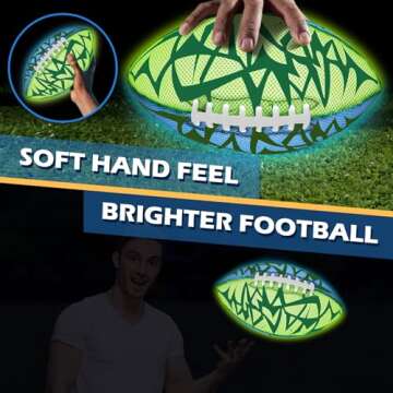 Jasonwell Glow in The Dark Football - Strong Grip Light Up Football Toy Stuff Sports Balls for Boys Kids Teenage Junior Youth Adult Outdoor Christmas Birthday Gifts for Age 6-8 8-12 13 + Year Old No.3