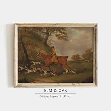 Equestrian Wall Decor - Horse Art Print for Home Decor - Antique Horse Riding Wall Artwork Decoration Farmhouse Country Wall Art for Home Decor - 11x14 inches, Ready to Frame (Horse and Hounds)