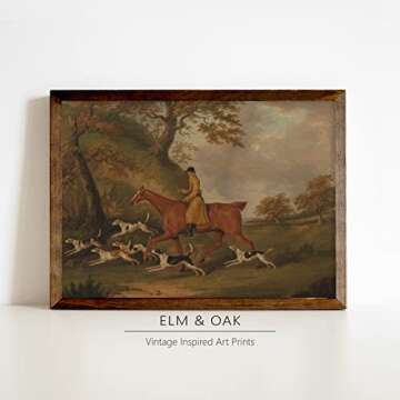 Equestrian Wall Decor - Horse Art Print for Home Decor - Antique Horse Riding Wall Artwork Decoration Farmhouse Country Wall Art for Home Decor - 11x14 inches, Ready to Frame (Horse and Hounds)