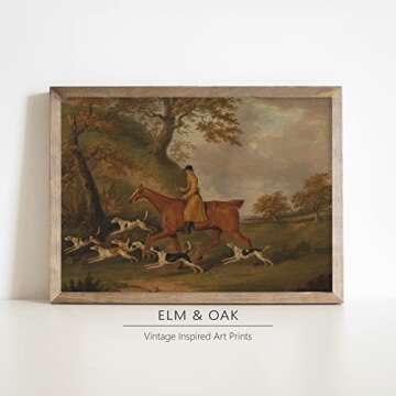 Equestrian Wall Decor - Horse Art Print for Home Decor - Antique Horse Riding Wall Artwork Decoration Farmhouse Country Wall Art for Home Decor - 11x14 inches, Ready to Frame (Horse and Hounds)