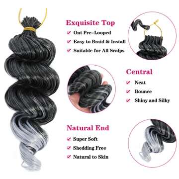 Ocean Wave Crochet Hair - 9 Inch 6 Packs Crochet Hair For Black Women, Ombre Gray Deep Twist Crochet...