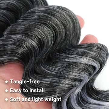 Ocean Wave Crochet Hair - 9 Inch 6 Packs Crochet Hair For Black Women, Ombre Gray Deep Twist Crochet Hair Ocean Wave Synthetic Braiding Hair Extensions