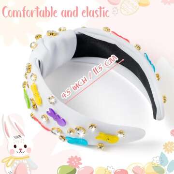 PANTIDE Easter Bunny Jeweled Knotted Headband - Peeps Rabbit Rhinestone Crystal Embellished Headband...