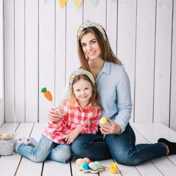 PANTIDE Easter Bunny Jeweled Knotted Headband - Peeps Rabbit Rhinestone Crystal Embellished Headband Wide Top Knot Fashion Hairband Hair Accessories Easter Spring Birthday Gift for Women Girls (White)