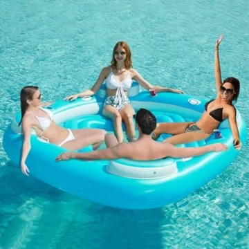 Jasonwell Floating Island Pool Float - Inflatable 4-Person Swimming Pool Lounger Raft River Lake Flo...