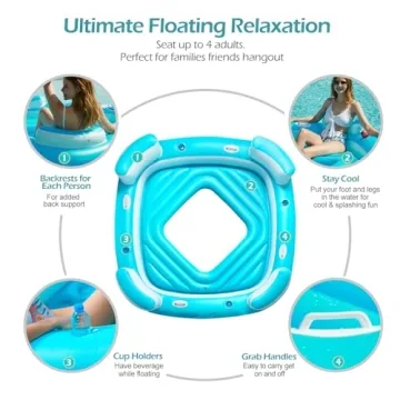 Jasonwell Floating Island Pool Float for 4-Person Fun