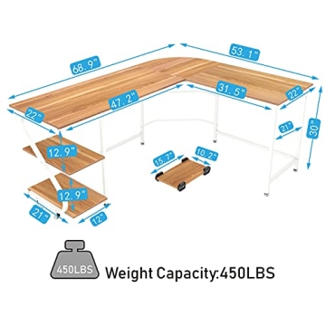 Weehom Reversible L Shaped Desk for Home Office