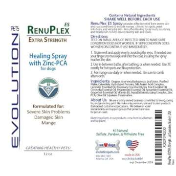 RenuPlex Extra Strength Dog Healing Spray for Hot Spots, Mange & Skin Problems Made in USA