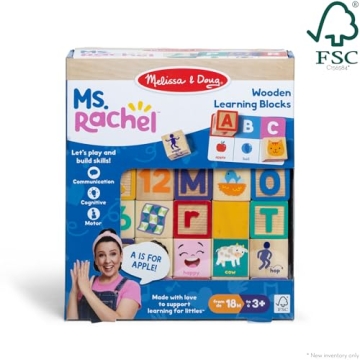 Ms. Rachel Wooden Learning Blocks for Toddlers FSC-Certified